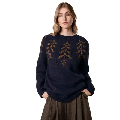 Celtic & Co. Botanical Fair Isle Sweater in Navy/olive at Nordstrom, Size Large | Nordstrom