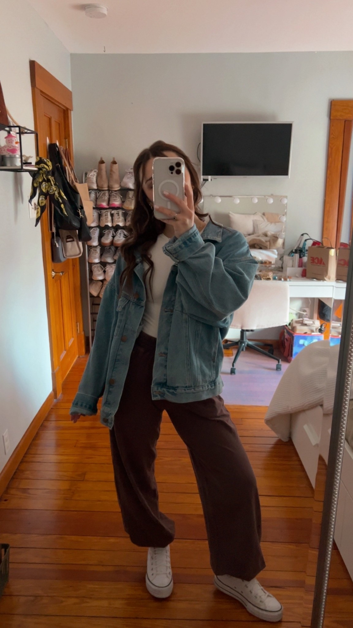 church outfit !!

top- size small
denim jacket- medium 
pants- small 


#LTKmorningroutine #LTKgrwm #LTKFindsUnder50