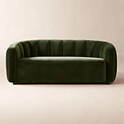 Fitz 72.5″ Channeled Green Velvet Loveseat – 2 Sizes – Custom Material | CB2