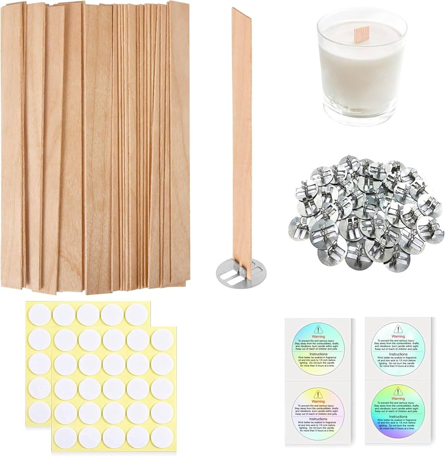 200 Pcs Thicked Wood Candle Wicks for Candle Making, 5.1 X 0.51X 0.06 Inch Upgrade Wood Wicks, Wo... | Amazon (US)