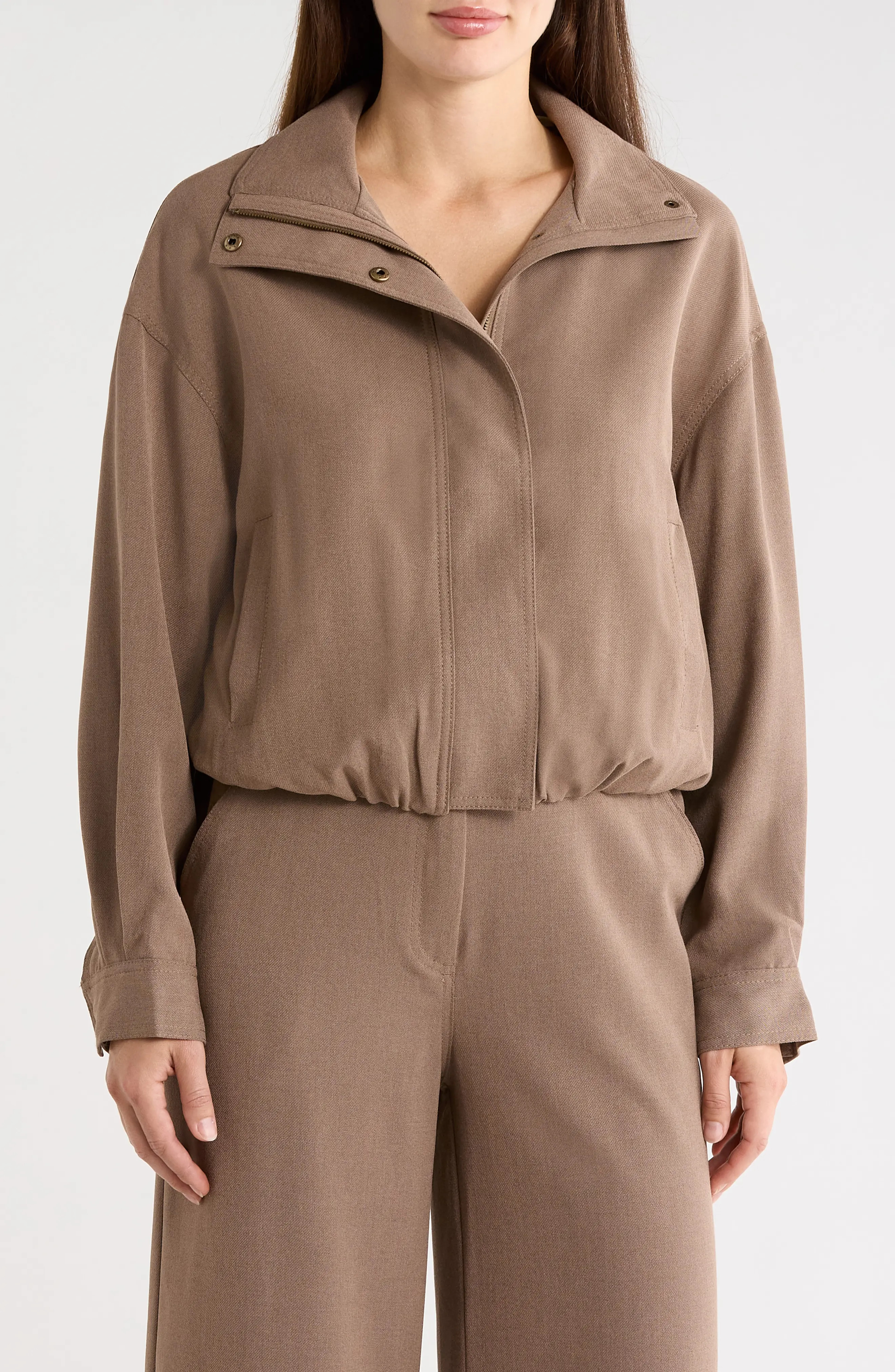 MAX STUDIO Bubble Hem Crop Bomber Jacket (Women) | Nordstromrack | Nordstrom Rack