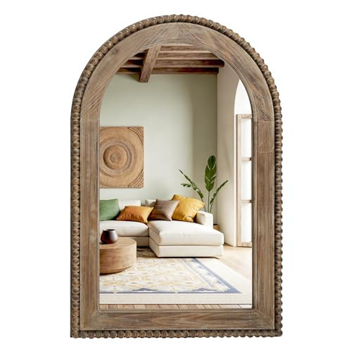 LuxenHome Arch Wall Mirror, 26"x40" Wood Framed Wall Mirrors, Farmhouse Decorative Wooden Mirror, Accent Entryway Wall Mirror, Wall Mounted Mirror Living Room Wall Decor | Amazon (US)