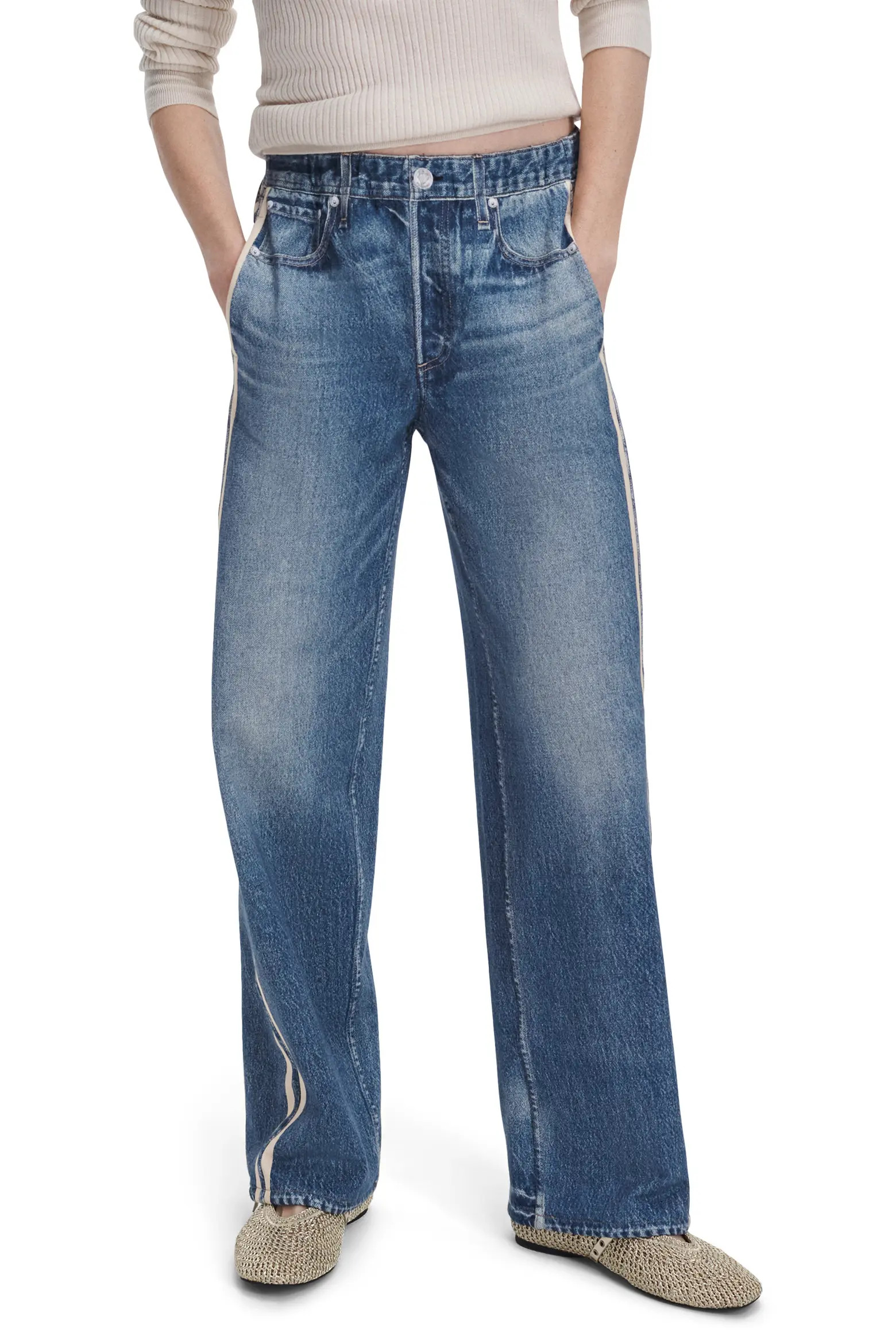 rag & bone rb Miramar Track Stripe Cotton Terry Sweatpant Jeans (Women) | Nordstrom | Nordstrom