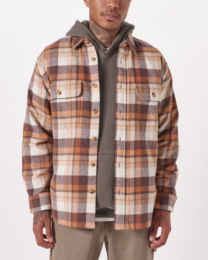 Men's 90s Oversized Flannel | Men's Tops | Abercrombie.com | Abercrombie & Fitch (US)
