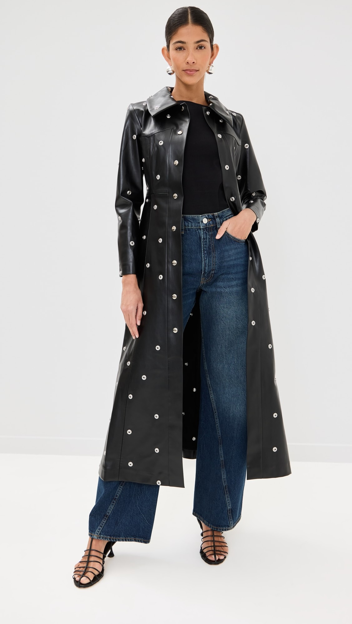 Flared Fitted Coat Covered In Studs | Shopbop