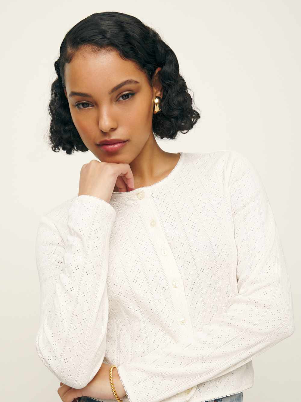 Ari Pointelle Knit Cardigan | Reformation (Global)