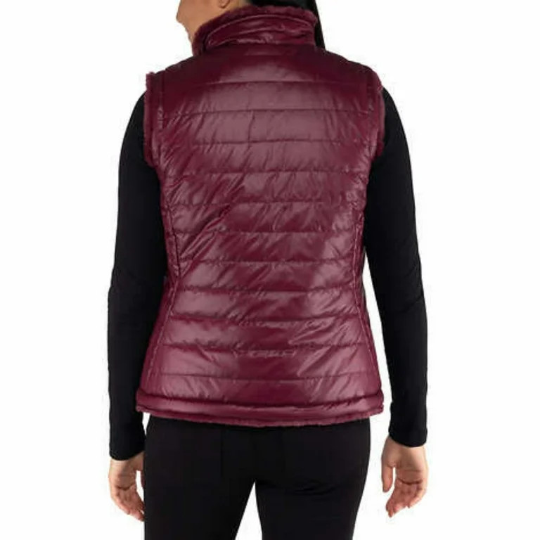 Nicole Miller Women's Reversible Quilted Faux Fur Insulated Puffer Vest | Walmart (US)