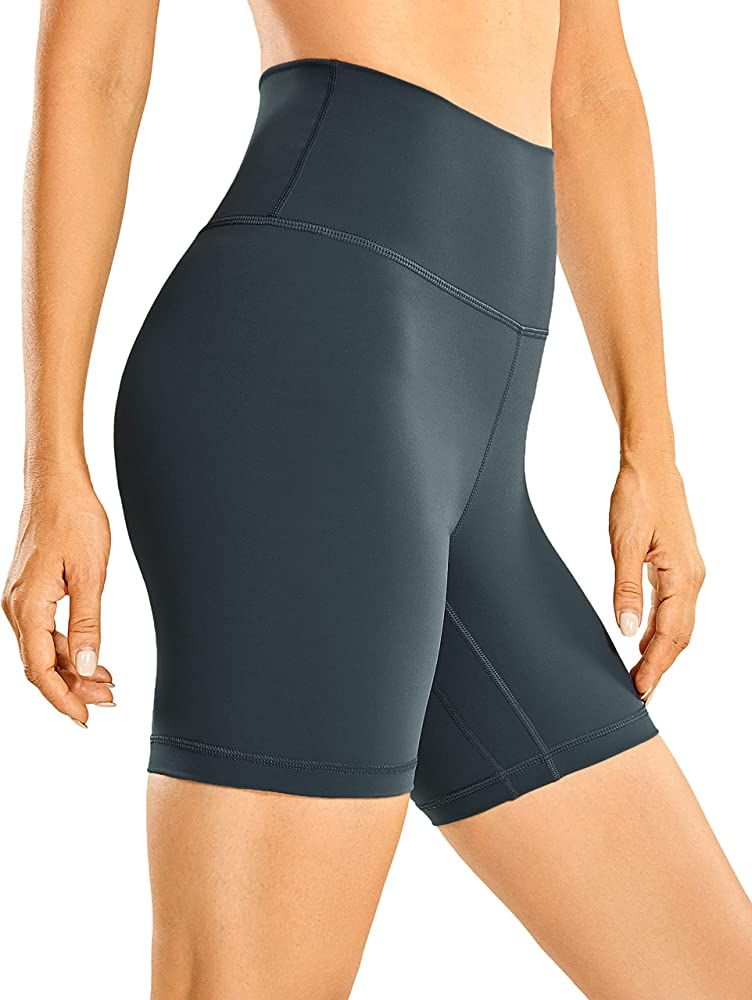 CRZ YOGA Women's Brushed Naked Feeling Biker Shorts 4'' / 6'' / 8'' - High Waist Matte Workout Gym R | Amazon (US)
