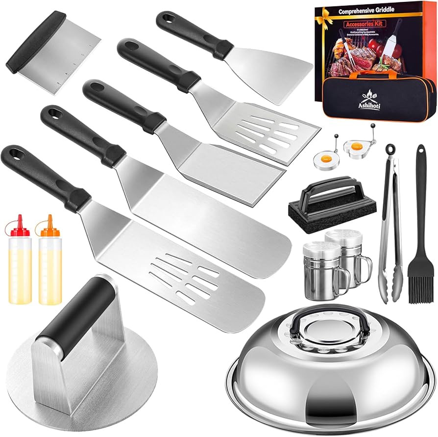 Griddle Accessories for Blackstone with Burger Press,18Pcs Grill Accessories,Enlarged Grill Spatu... | Amazon (US)