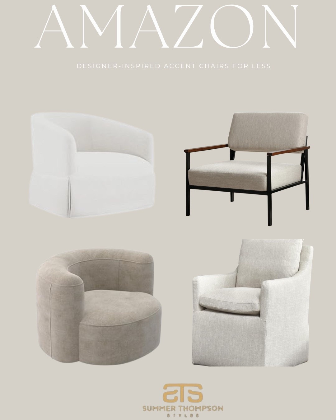 Amazon’s best designer-inspired accent chairs ✨ Stylish, comfy, and budget-friendly — without the designer price tag! 

#AmazonHome
#AmazonFinds
#AccentChairRoundup
#HomeDecorInspo
#BudgetFriendlyHome
#DesignerLookForLess
#AmazonFurniture
#NeutralHomeDecor
#HomeStylingTips
#InteriorDesignInspo

#LTKU #LTKStyleTip #LTKHome