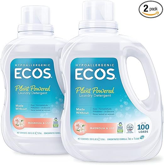 Amazon.com: ECOS® Hypoallergenic Laundry Detergent, Magnolia Lily, 200 Loads, 100oz Bottle by Ea... | Amazon (US)