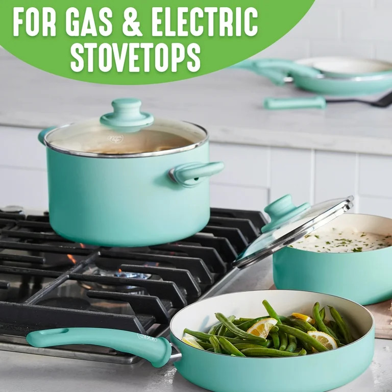 GreenLife Soft Grip Ceramic Non-stick Cookware Set, 18 Piece, Turquoise, Dishwasher Safe - Walmar... | Walmart (US)