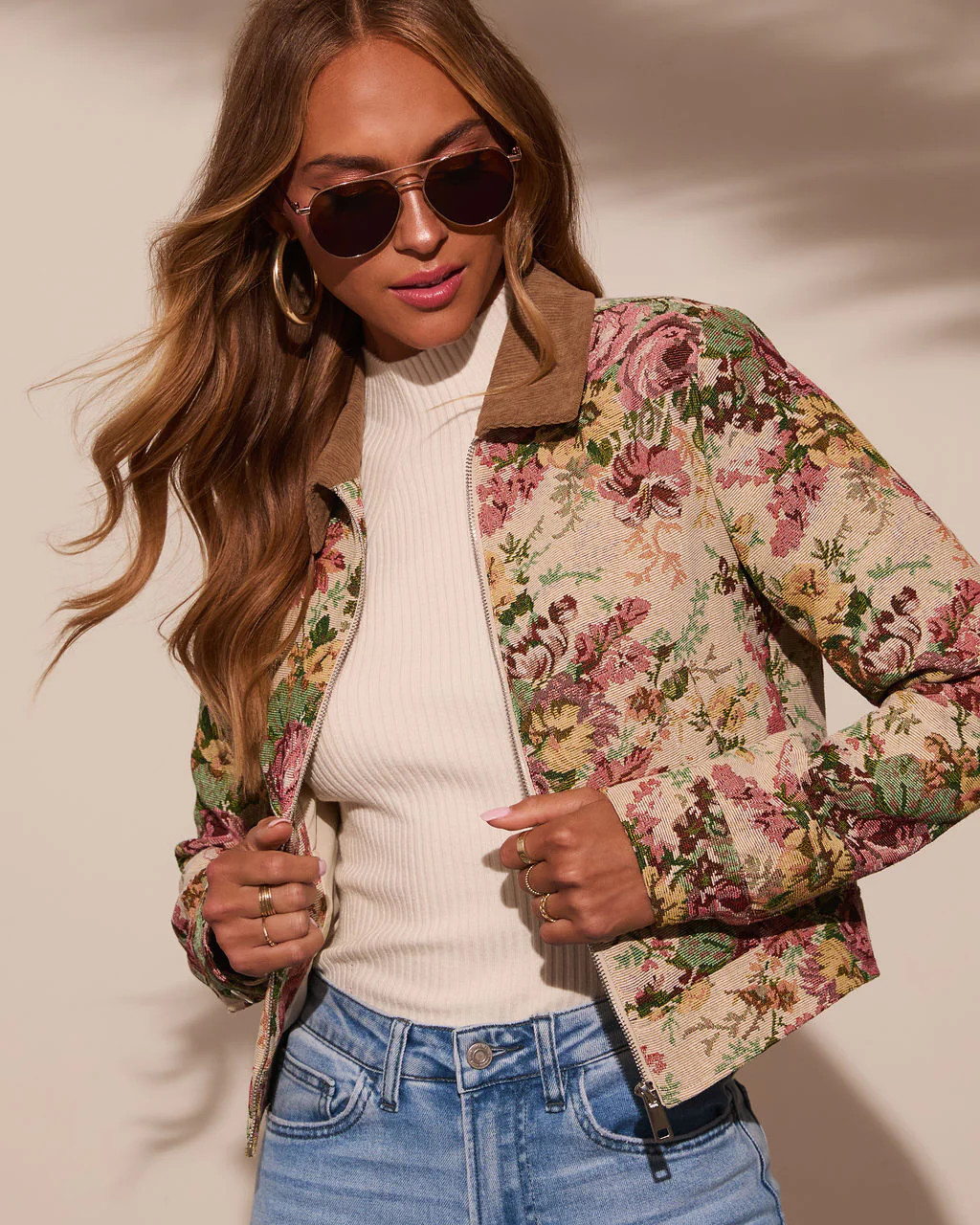 Garden Rose Linen Floral Tapestry Jacket | VICI