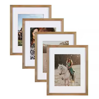 Gallery 11 in. x 14 in. Matted to 8 in. x 10 in. Rustic Brown Wood Picture Frame (Set of 4) | The Home Depot