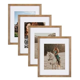 Gallery 11 in. x 14 in. Matted to 8 in. x 10 in. Rustic Brown Wood Picture Frame (Set of 4) | The Home Depot
