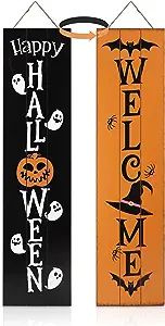 Happy Halloween Wooden Sign for Front Porch, Farmhouse Front Door Decorations, Reversible Vertica... | Amazon (US)