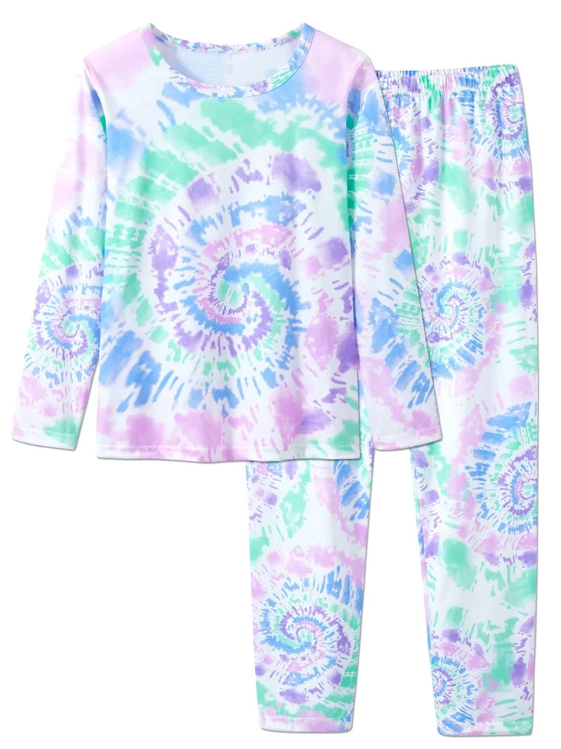 Beezizac Girls Tie Dye Pajamas 2-Piece Long Sleeve & Pants PJ Set Cute Jammies Size 12 | Walmart (US)