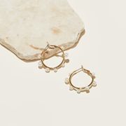 Mini Isla Pearl Hoop Earrings White Gold | Mignonne Gavigan