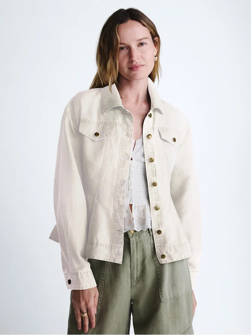 Scoop Women Plus Peplum Trucker Jacket, Sizes 1X-4X | Walmart (US)