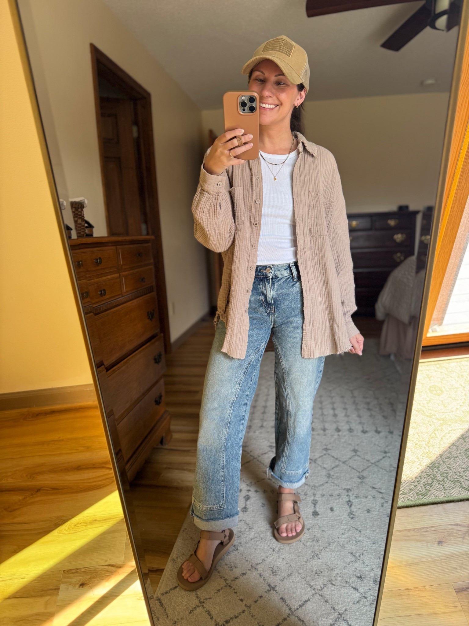 small in my tank and 24 short in my jeans in mantra wash (short isn’t sold anymore—the regular could be easily cut off bc it’s a raw hem). My sandals are size 6. My tan button up is older so I linked a bunch of similar styles.

#LTKootd #LTKgrwm #LTKPetite