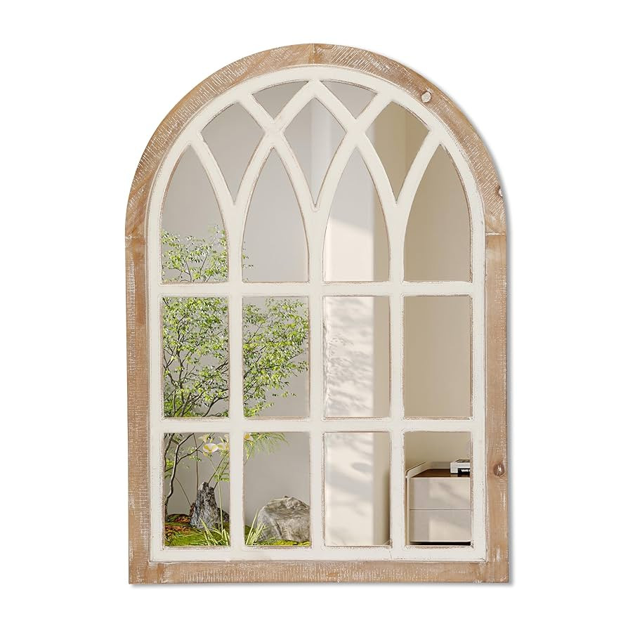 Farmhouse Window Pane Mirror, Large Decorative White Wall Mirror for Living Room Kitchen Entryway... | Amazon (US)