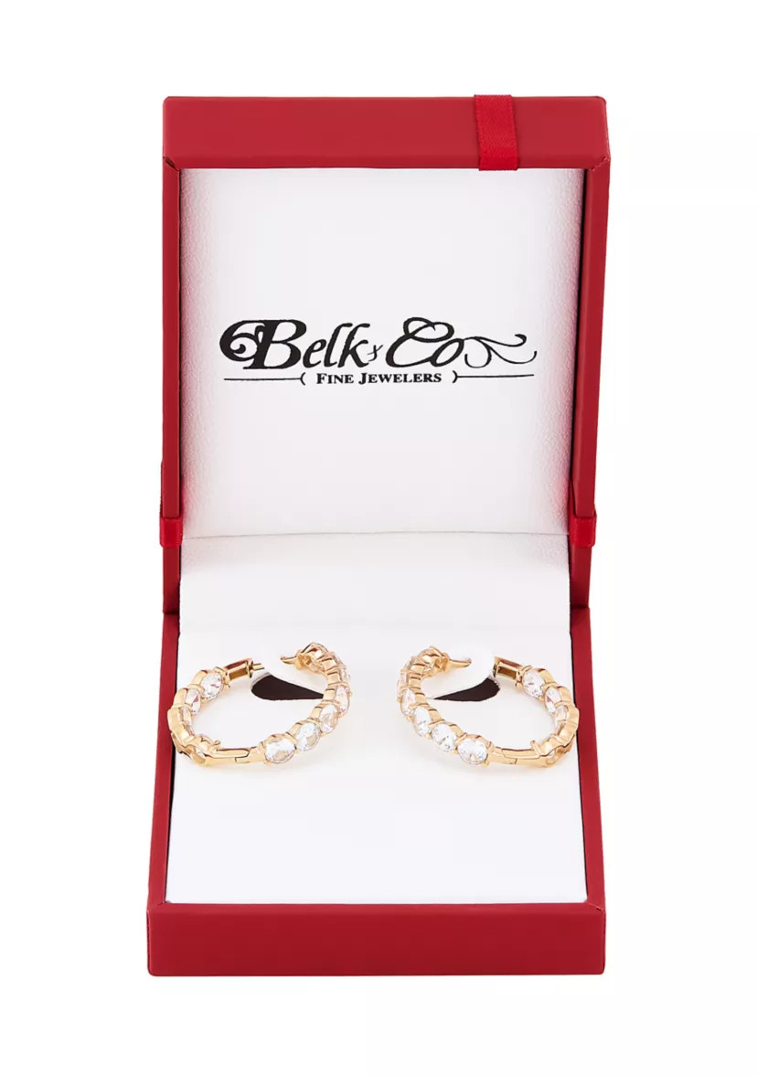 6 ct. t.w. Lab Grown White Sapphire Hoop Earrings in Gold Over Silver | Belk