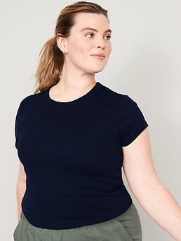 Short-Sleeve UltraLite Cropped Rib-Knit T-Shirt for Women | Old Navy (US)