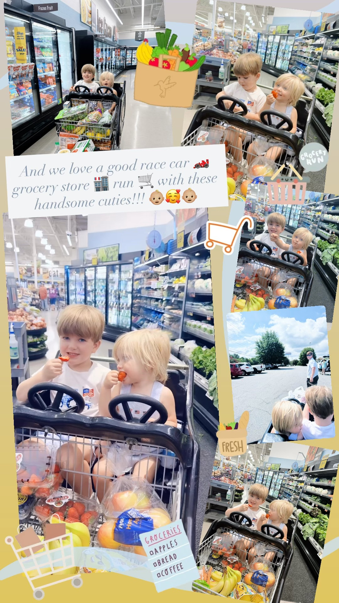 And we love a good race car 🏎️ grocery store 🏬 run 🛒 with these handsome cuties!!! 👶🏼🥰👶🏼