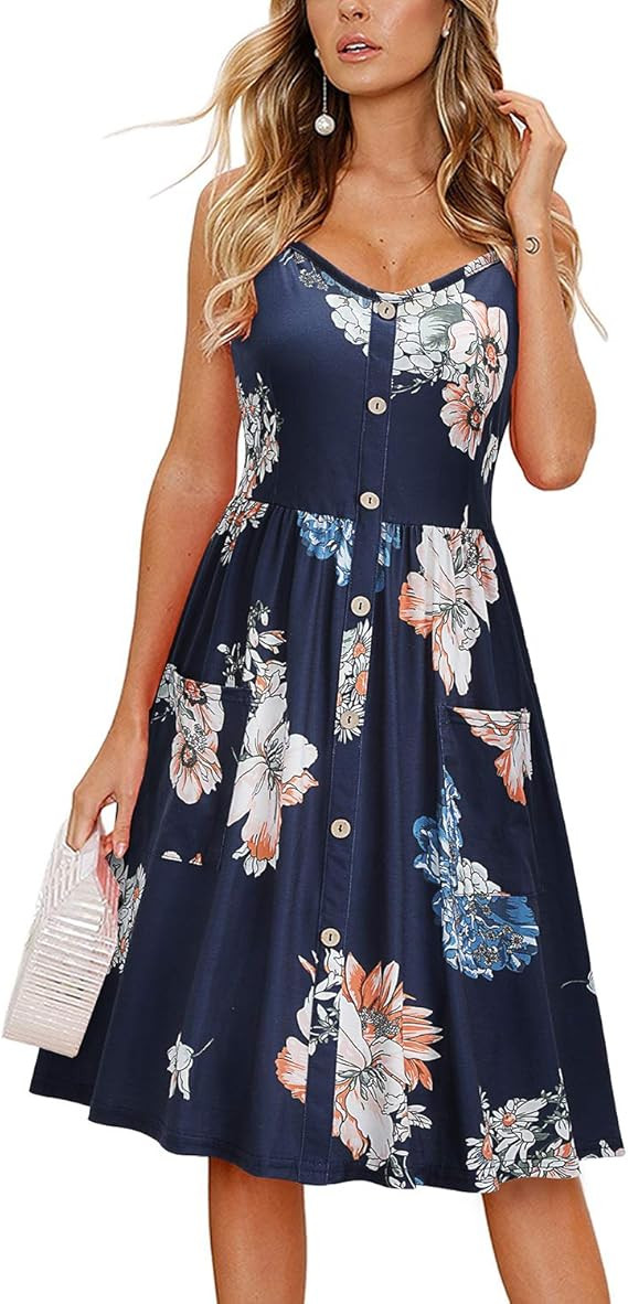 KILIG Women's Long Sleeve Dresses Casual Button Down Midi Dress with Pockets | Amazon (US)