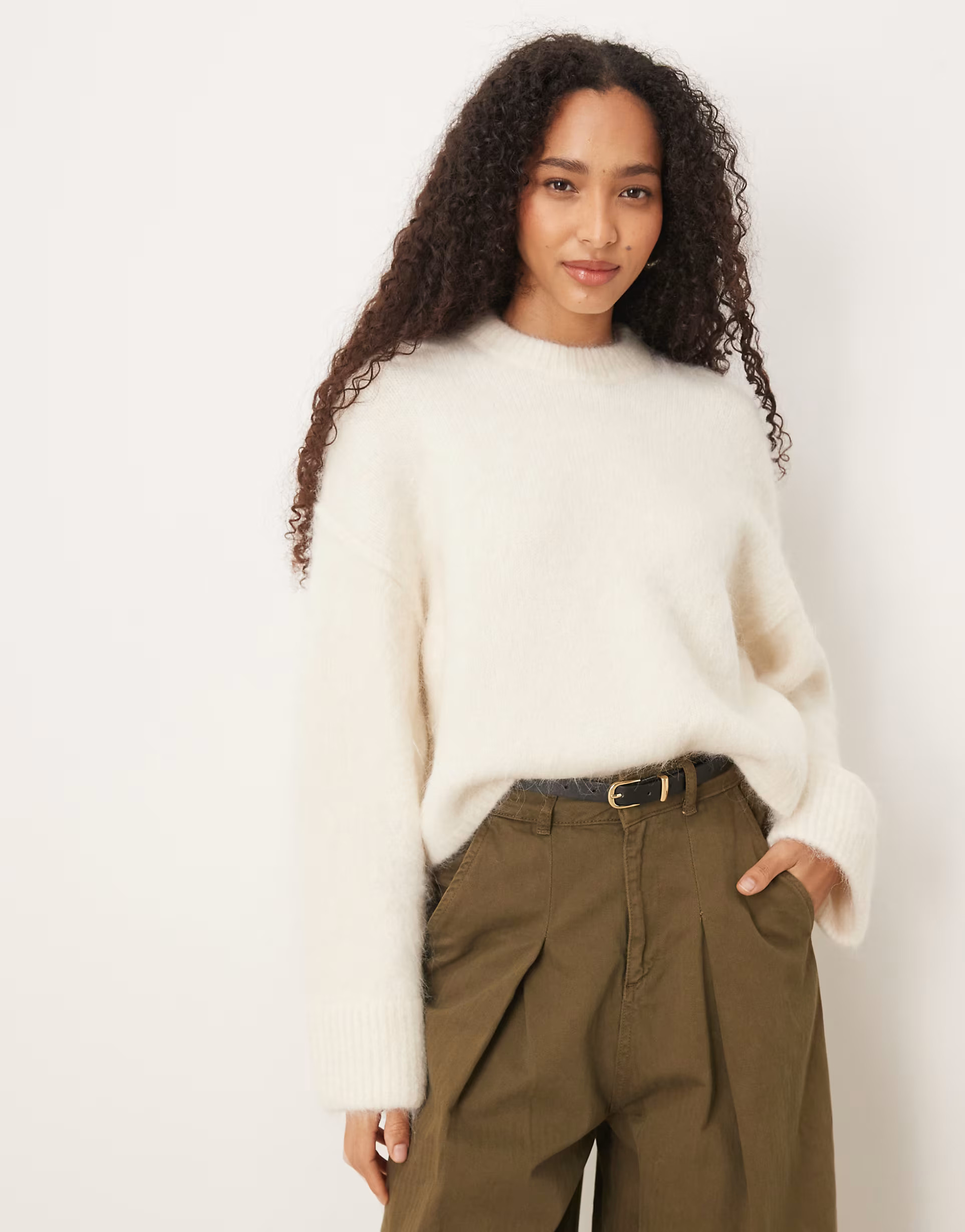 ASOS DESIGN chunky premium alpaca jumper in cream - CREAM | ASOS (Global)