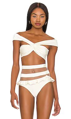 PatBO Off-the-Shoulder Bikini Top in Ivory from Revolve.com | Revolve Clothing (Global)