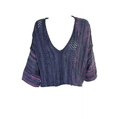 Free People Women s Amethyst Cropped Sweater (Blue Combo XS) | Walmart (US)