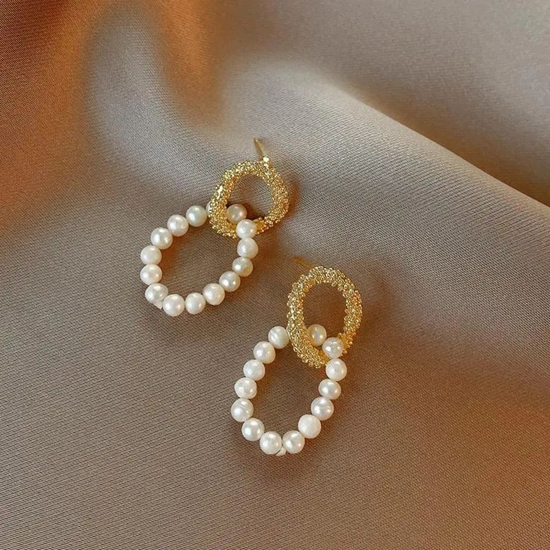 18K Gold Plated Faux Pearl Circle Drop Earrings - A Timeless Gift for Women & Girls | Temu Affiliate Program