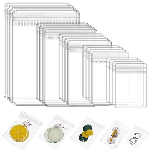 Outus 100 Pieces Clear PVC Jewelry Bags Small Plastic Zipper Lock Transparent Jewelry Storage Pou... | Amazon (US)