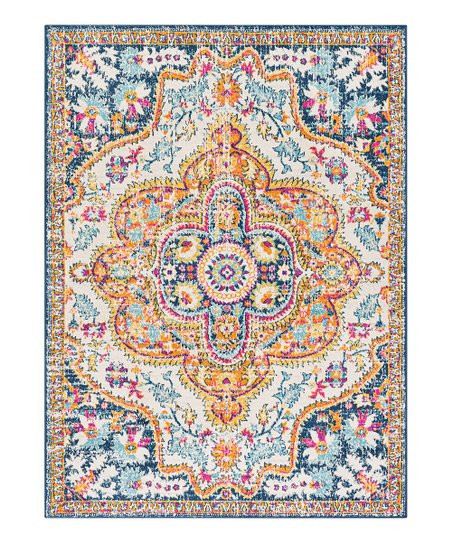 Burnt Orange & Blue Medallion Floransa Traditional Rug | Zulily