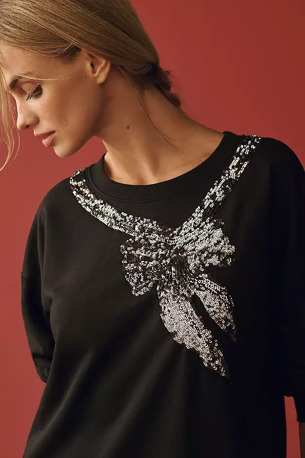 Embellished Bow Sweatshirt | Anthropologie (US)