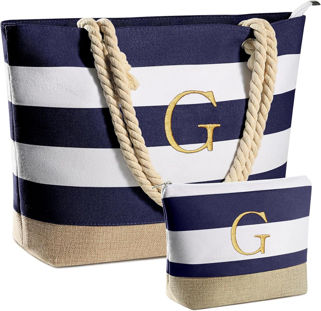 YOOLIFE Beach Bags for Women - Travel Canvas Beach Tote, Pool Waterproof Bag, Travel Essentials, ... | Amazon (US)