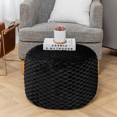 Black Round Pouf Ottoman With Foam Filler | Wayfair North America