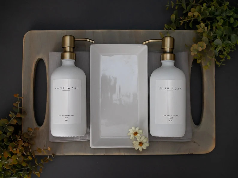 Glass Bottle | Amber or Clear Bottle Soap Dispenser | Hand Wash/Dish Soap/Hand Lotion | Signature... | Etsy (US)