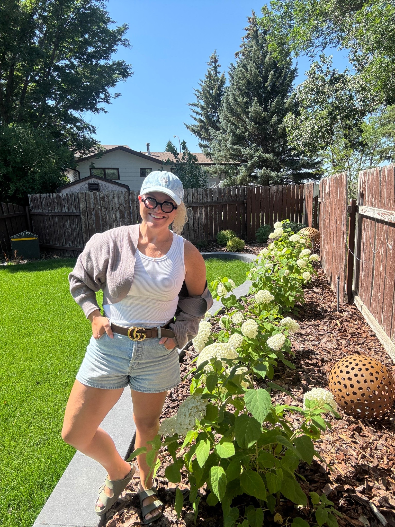 What a perfect spot for a fit check. 

This shrug is the best thing. Cried and not too heavy. Wearing a medium. 

Tank fits VERY compressed. Wearing a large. A bit of a shorter torso, perfect for tucking into high waisted shorts. 

Shorts are amazing. Button fly. Wearing my true size. No stretch.

Hat 😍 one size  

#LTKsummer #LTKcanada #LTKcurves