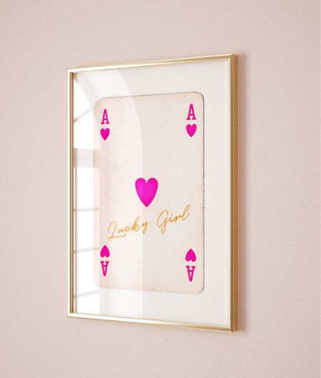 I need this print in my life!

lucky girl syndrome ace of hearts aesthetic poster preppy dorm decor, pink orange wall art funky maximalist decor trendy retro art print