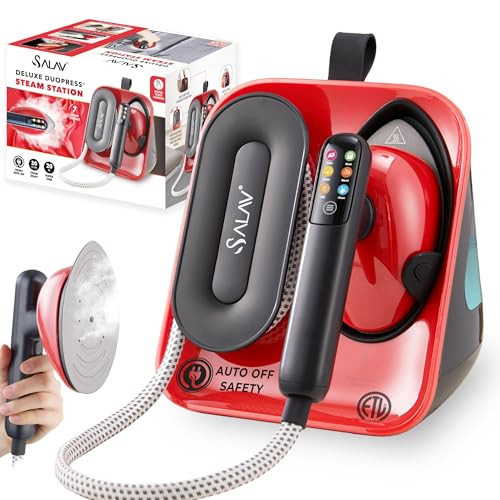SALAV DuoPress Smart Deluxe Steam Station, Garment Steamer & Iron, 6ft Extra-Long Hose, Auto-Off Safety, Digital Display, 7 Steam Levels, 1.1L Water Tank, Dry Iron Mode & Steam Burst | Amazon (US)