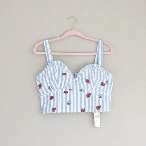 NWT Anthropologie Maeve Strawberry Linen Crop Top | Poshmark
