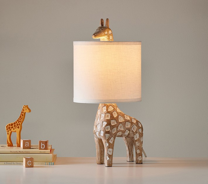 Carved Wood Giraffe Table Lamp | Pottery Barn Kids