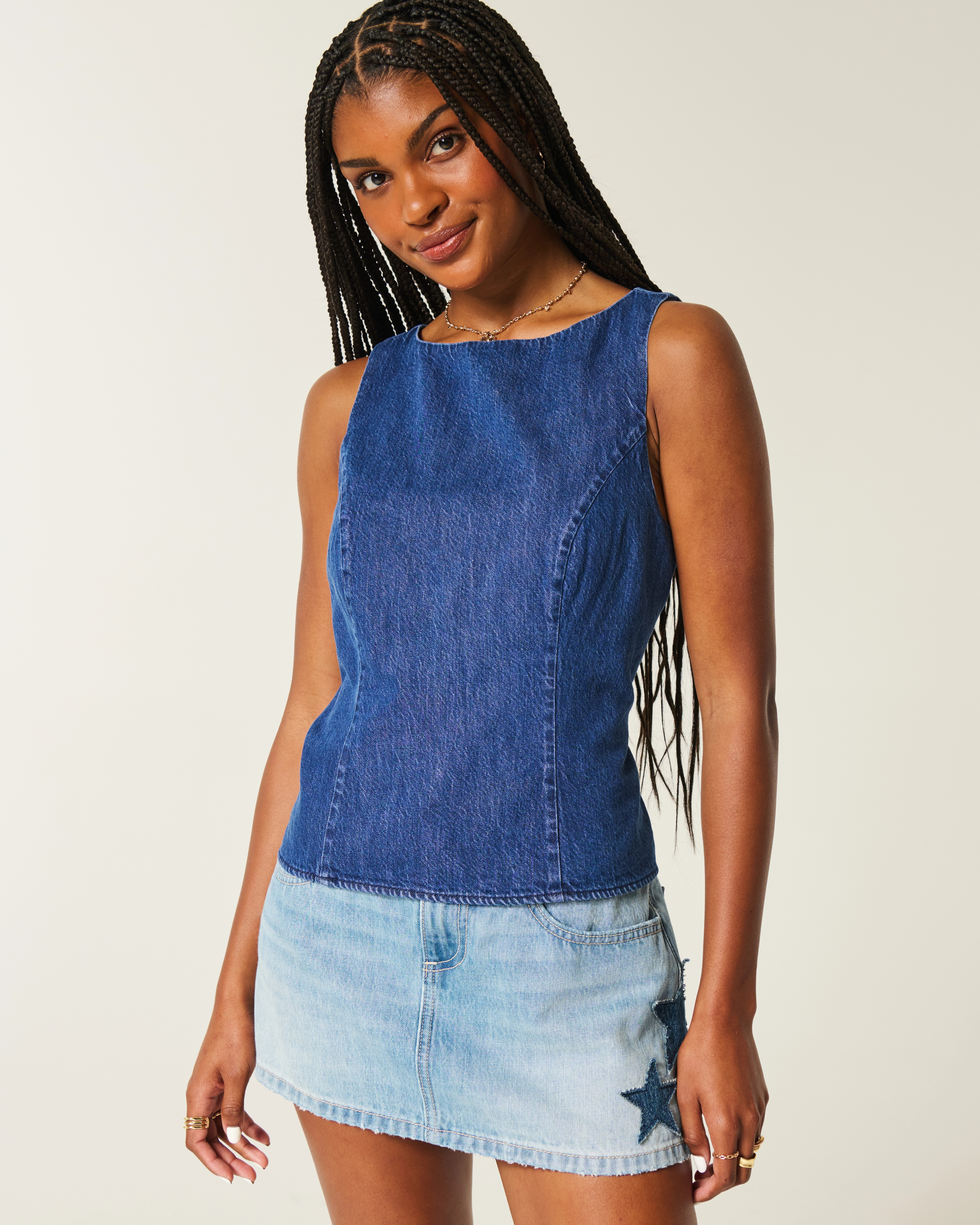 Denim Open-Back Top | Hollister (US)