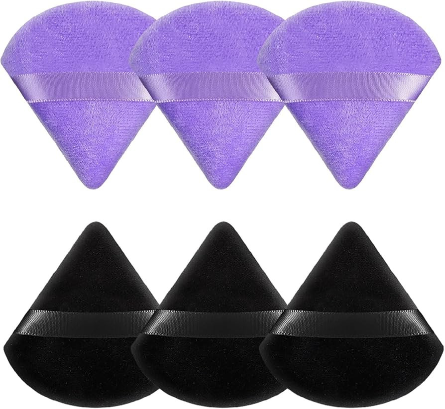 Pimoys 6 Pieces Powder Puff Face Soft Triangle for Loose and Body Powder, Velour Makeup Blender S... | Amazon (US)