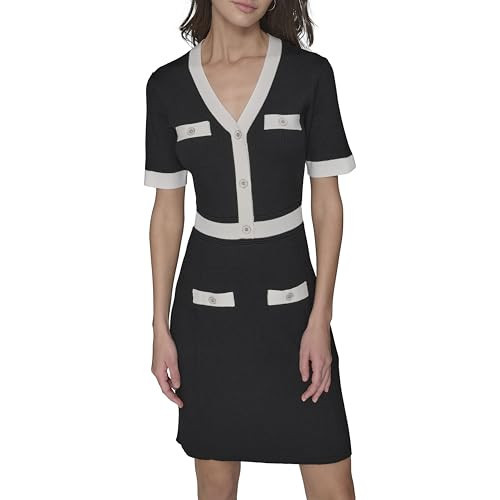 KARL LAGERFELD Paris Women's Dresses Aline,Black/Soft White,L | Amazon (US)