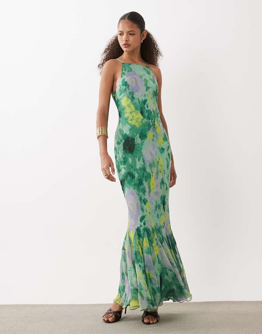 ASOS DESIGN chiffon sleeveless maxi dress with godet hem-Multi | ASOS (Global)