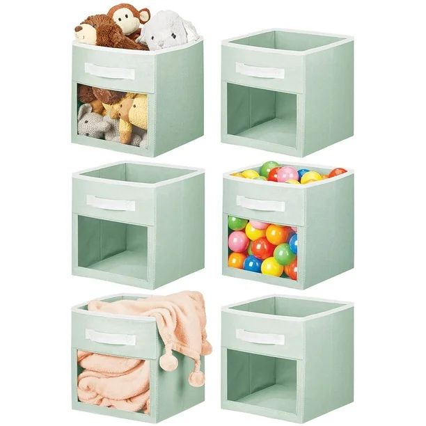 mDesign Soft Fabric Closet Storage Organizer Cube Bin Box, Clear Window and Handle - for Child/Ki... | Walmart (US)