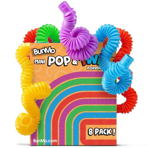 BUNMO Pop Tubes - Sensory Toys - Fidget Toys - Imaginative Play & Stimulating Creative Learning - Hours of Fun for Kids - Tons of Ways to Play - Non-Mouthable Toy 3+ - 8 Pack Small | Amazon (US)